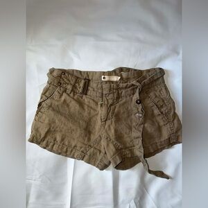Women’s Linen-Blend Shorts Casual Olive Brown